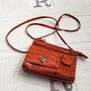 BRIGHTON ORANGE CROCODILE PATTERN CROSSBODY BAG